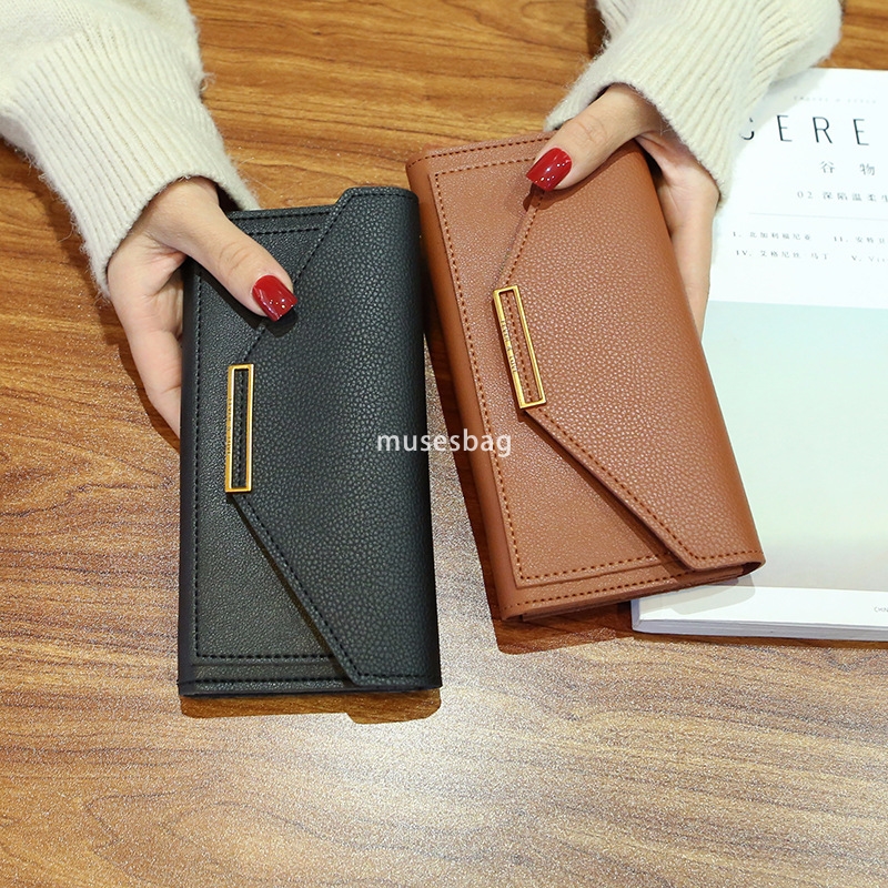 Fashionable Women High end Wallet New Korean Edition Trendy and Personalized Long Style Small and Fresh Multi functional Buckle Retro Thin Zero Wallet