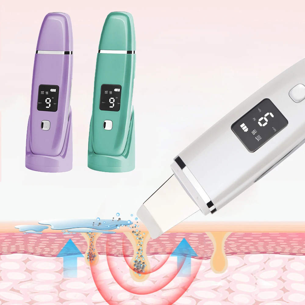 Ultrasonic Skin Scrubber Professional Deep Face Peeling Shovel Device Pore Cleaner Exfoliating Skin Scrubber Lift Machine 240626