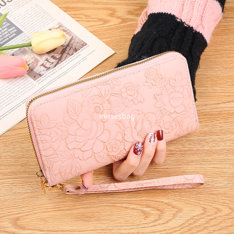 Fashionable women's high-quality new classic high-end long zippered handbag with enlarged phone case embossed design large money clip minimalist 