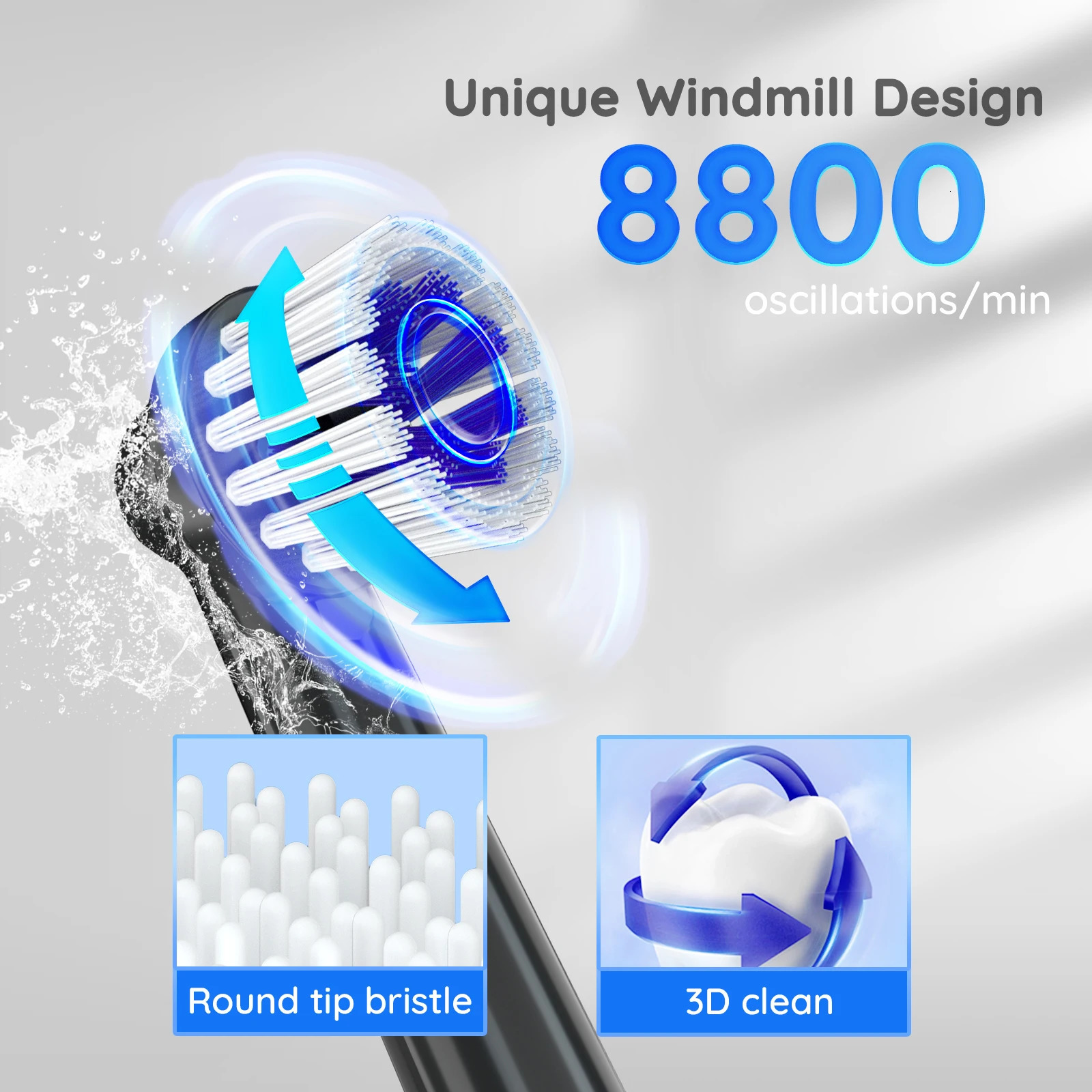 Mornwell T37 Rotation Electric Toothbrush Clean Teeth Adult Teeth Brush Electric Tooth Brush With 4 Extra Replacement Heads 240627