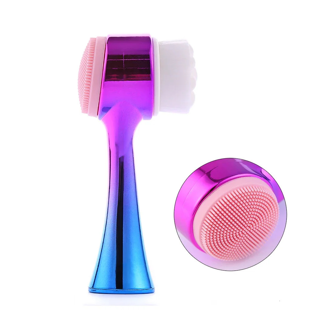 2 In 1 Gradient Cleansing Brush Face Pore Exfoliatoring Blackhead Removal Cleanser Massage Brush Double-Sided Clean Tools 240626