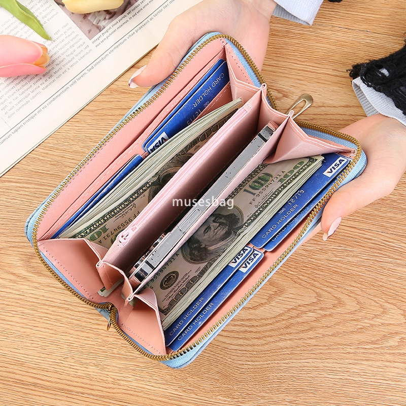 Fashionable women's high-quality new classic high-end long zippered handbag with enlarged phone case embossed design large money clip minimalist 