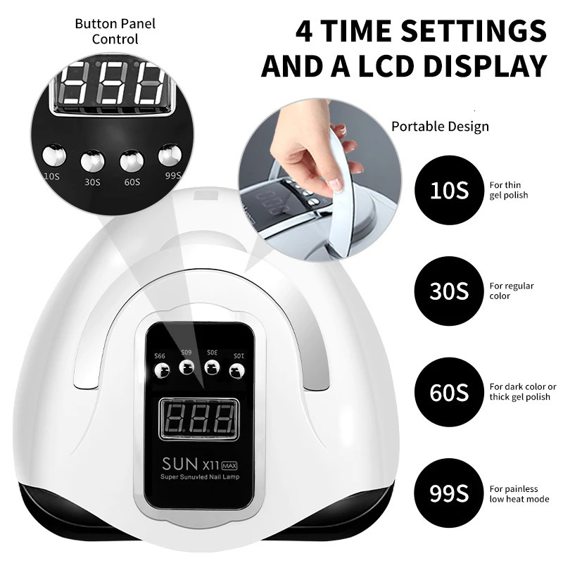 SUN X11 MAX Professional Nail Drying Lamp for Manicure 280W Nails Gel Polish Drying Machine with Auto Sensor UV LED Nail Lamp 240626