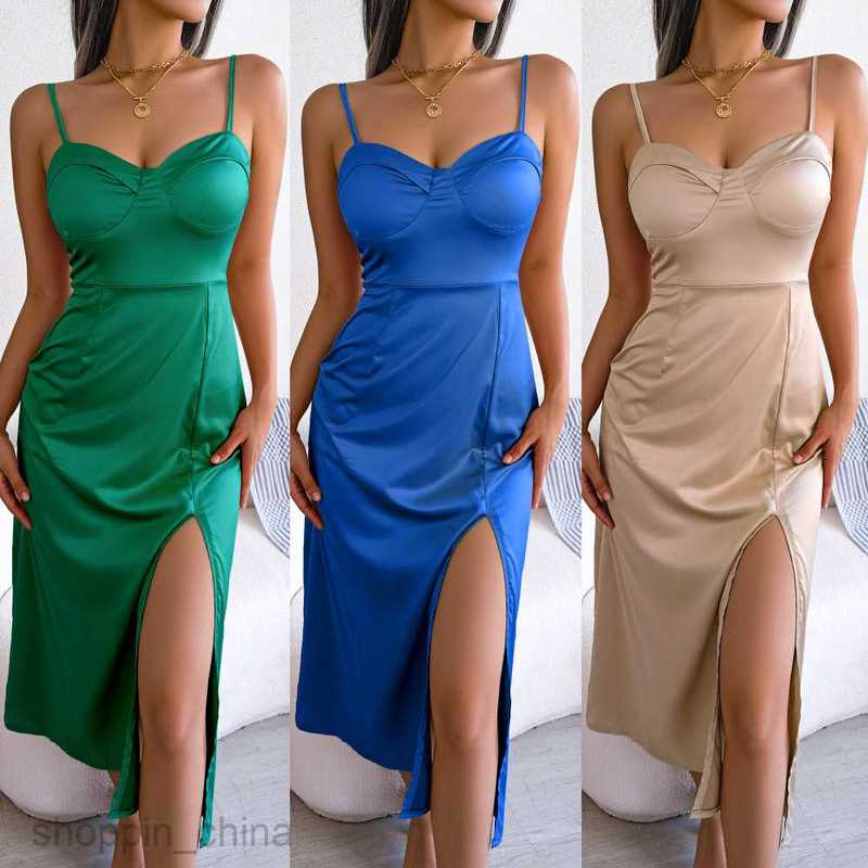 Women Casual Dresses fashion dress Sexy low cut satin suspender dress spring and summer
