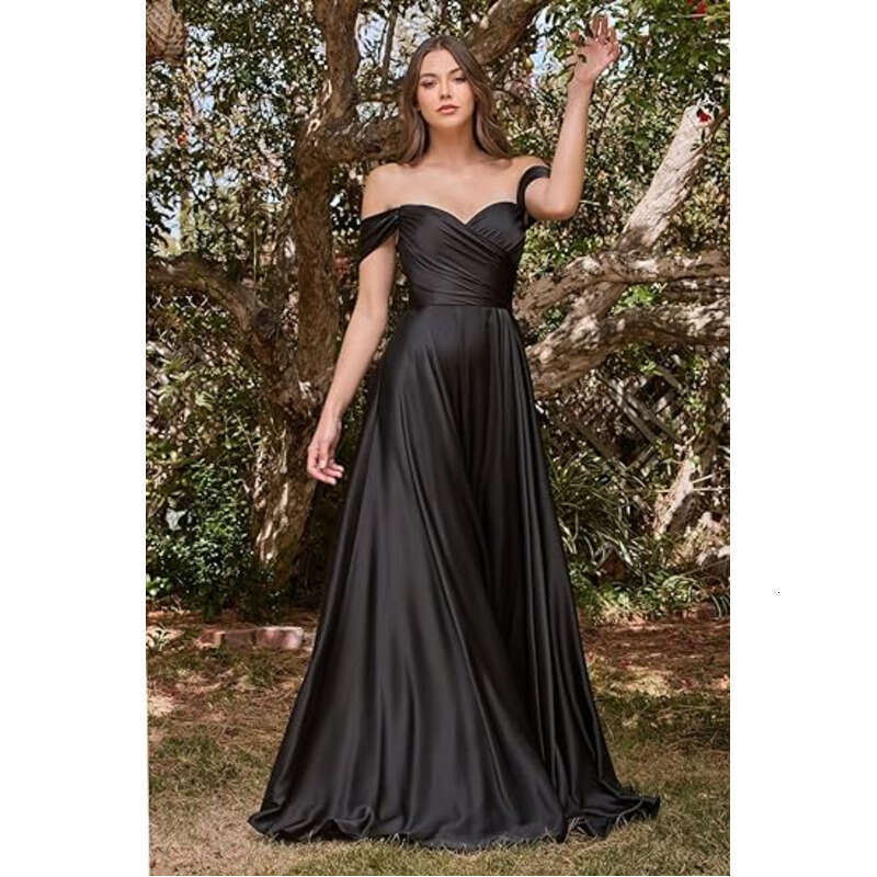 Or-Length Off-The-Shoulder Necke Gown Slit Lace Up Evening Dresses Woman Elegant Sleeveless