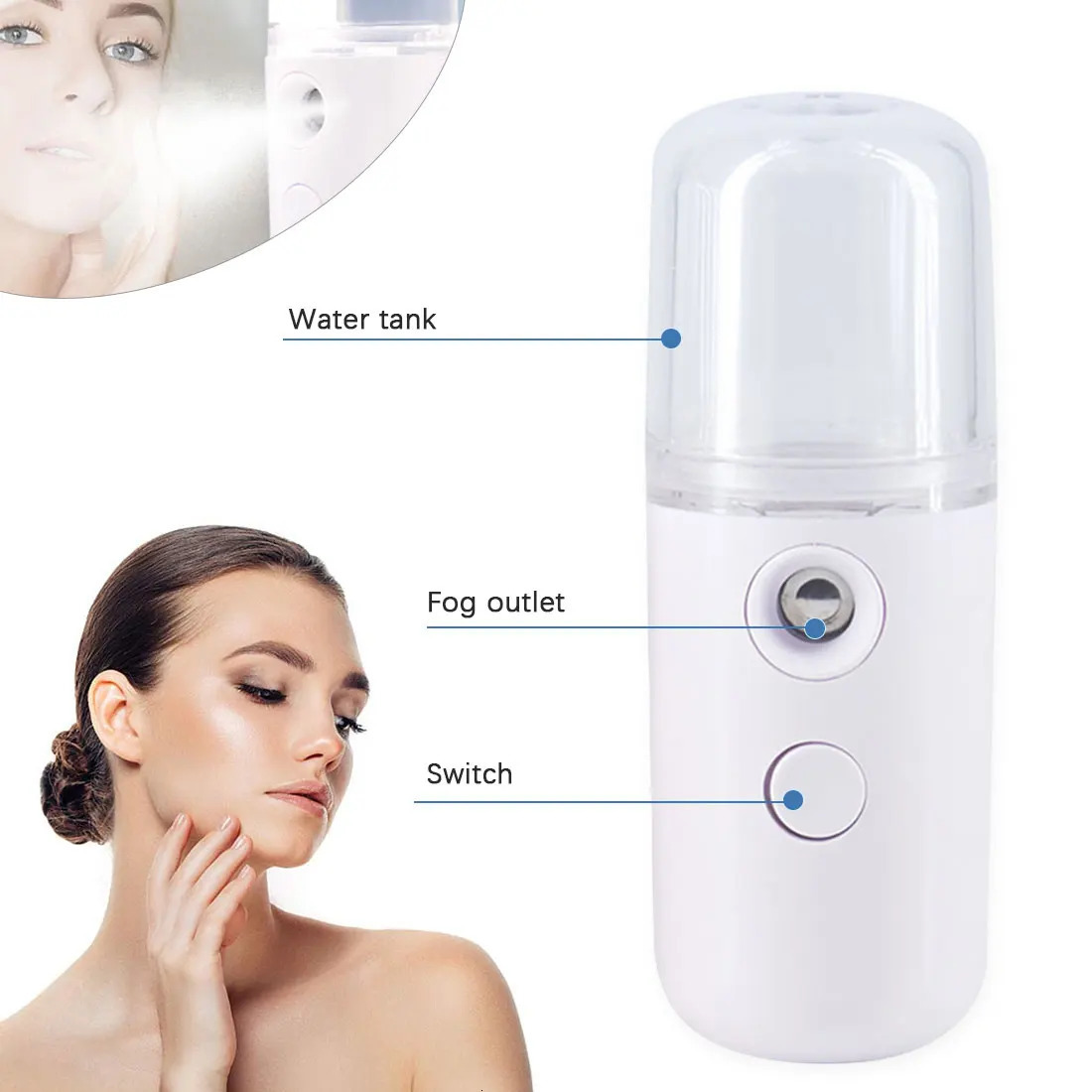 30ML Mini Steamer Sprayer USB Nebulizer Humidifier Hydrating Women Beauty Skin Care Tool 240626