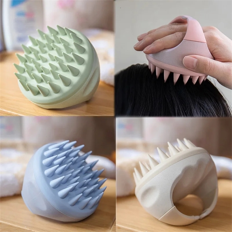 Scalp Brush Massager Sculp Scrubber Brush Wheat Straw Biodegradable Silicone Shampoo Brush Hair Scalp Massager For 240626