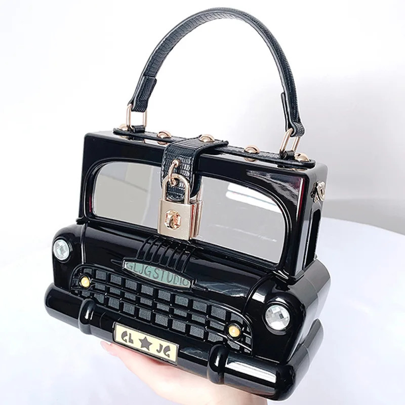 Black Car Shape Evening Bag Acrylic Box Style Top Handle Purse Women Shoulder Crossbody Handbag Wedding Party Clutch For Ladies 240615 4