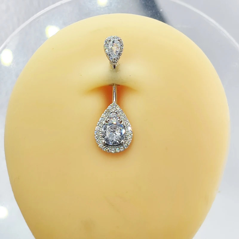 1pc 925 Sterling Silver Belly Button Rings for Women Clear CZ Navel Barbell Navel Bars Piercing Jewelry 240626