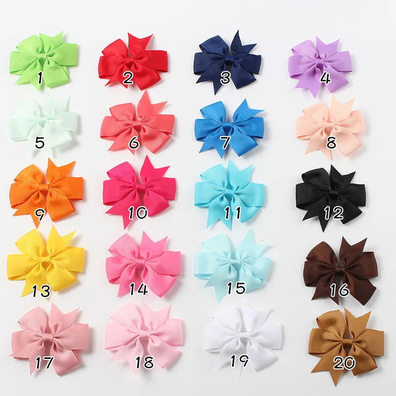 20pcslot Baby Girls Ribbon Bow Clips Hairpins Alligator Metal Hair Bows Clip Headwear Hairbows Accessories 240625