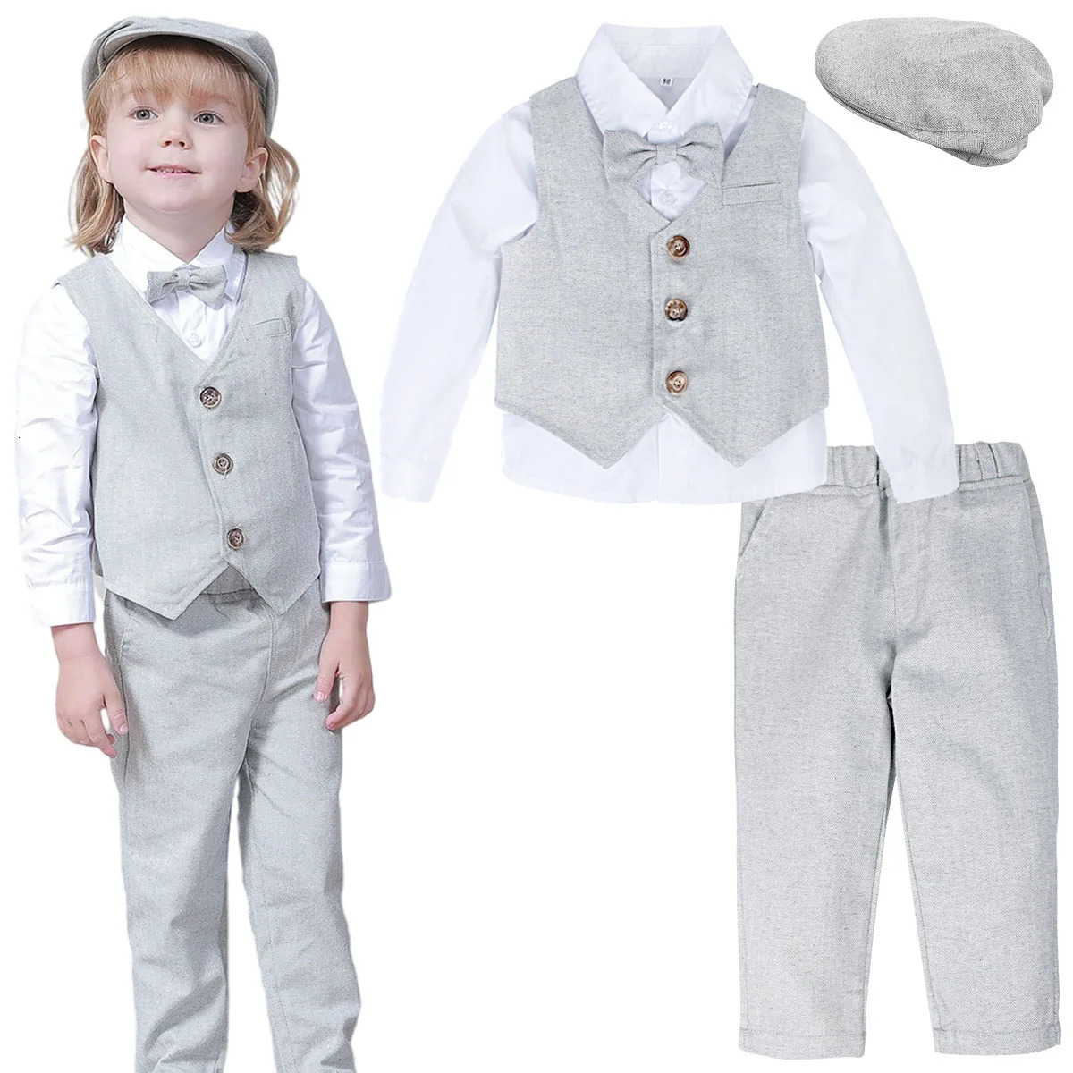 Kids Clothes Boys Wedding Suit Toddler Gentleman Outfit Infant Birthday Baptism Set Baby Formal Party Gift Christening Blazer 240626