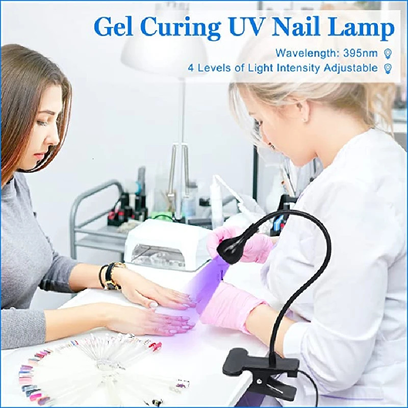 LED UV Light for Drying Gel Nail Polish Clip-On Flexible Desk Mini USB Nail Lamp Portable Nail Dryer Manicure Salon Tools 240626