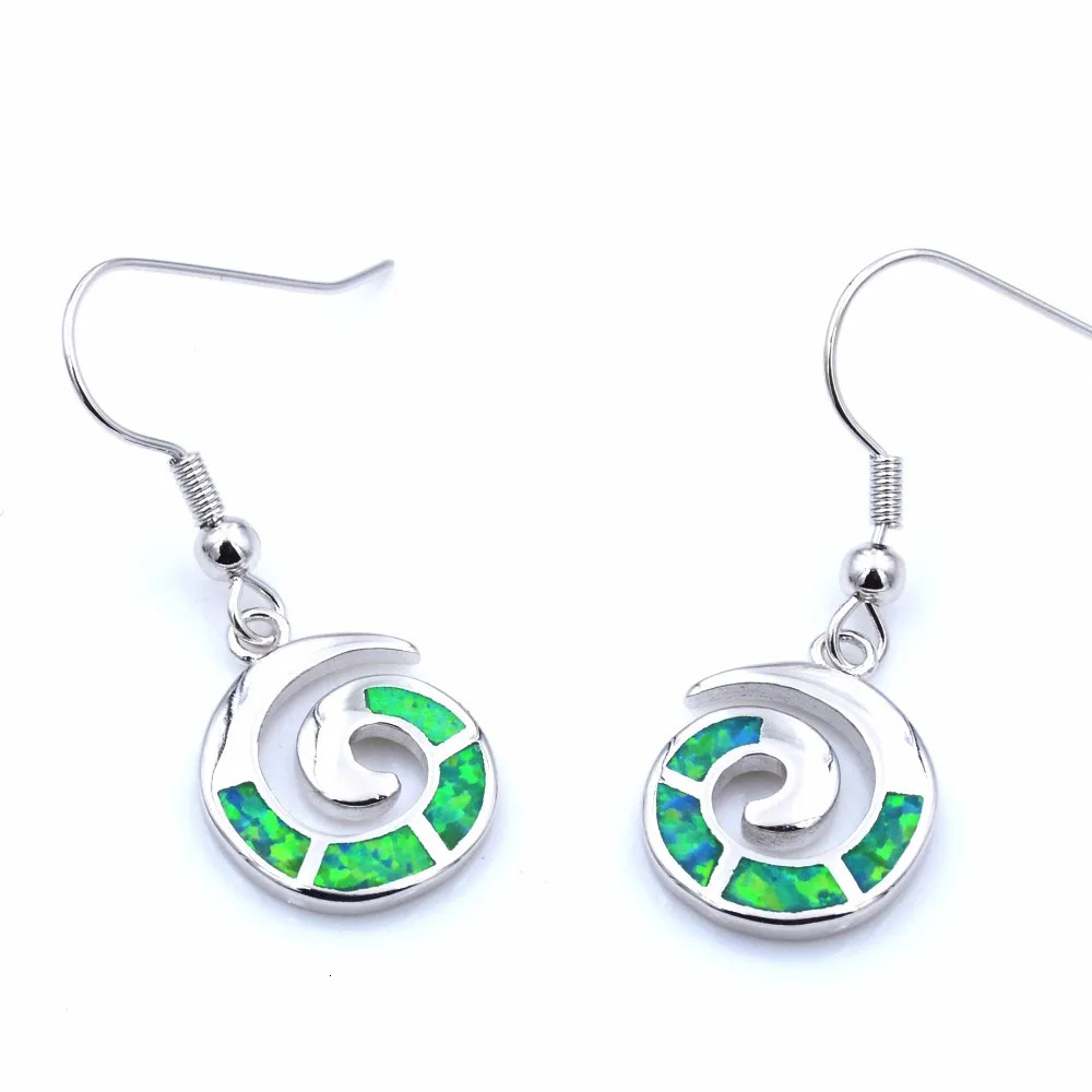 Summer Beach Jewelry Set Blue Opal Swirl Pendant Necklace and Earrings 240627