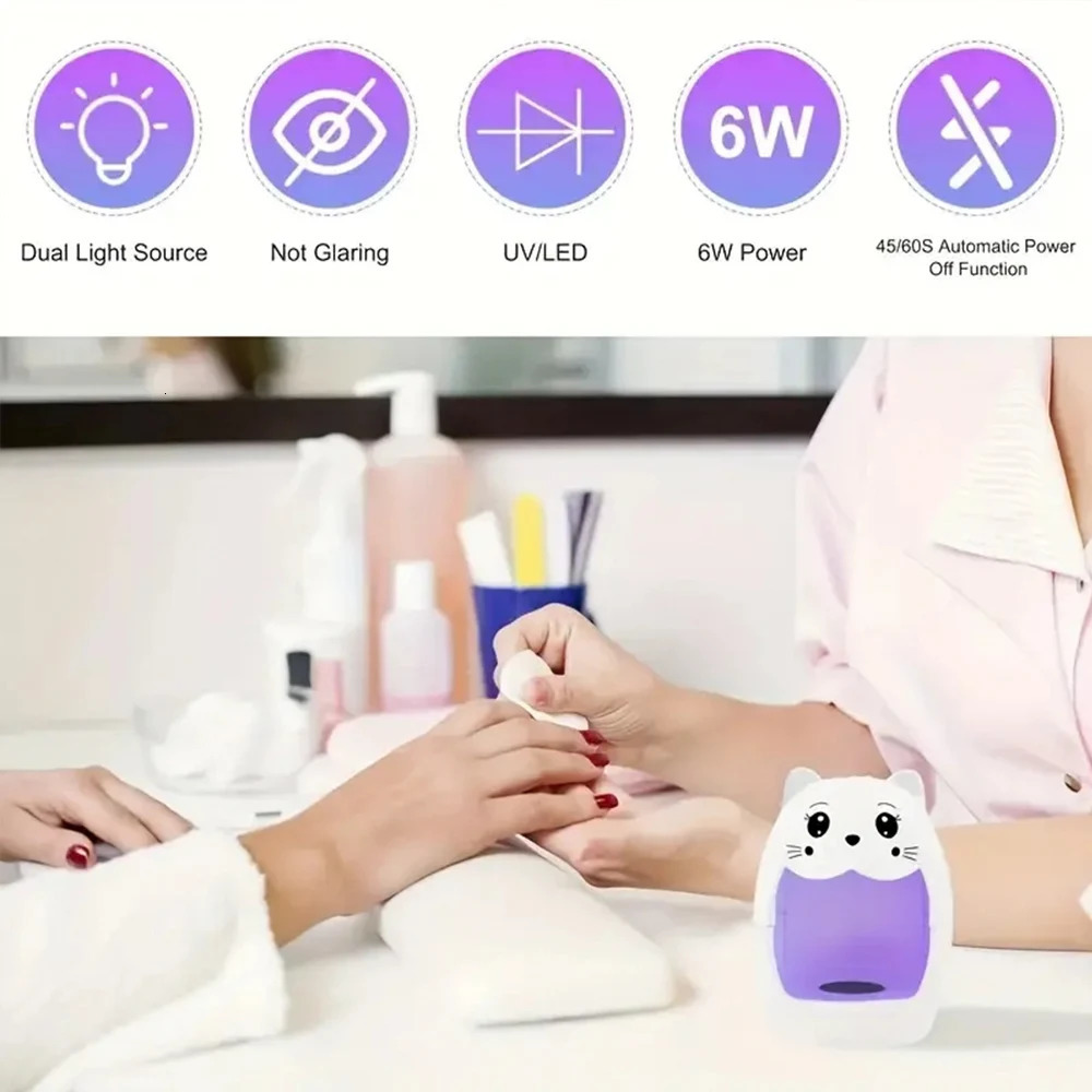 Mini Po Machine Cartoon Shaped Single Finger Nail Enhancement Light Led Quick Drying Nail Oil Glue Baking Light USB 240626
