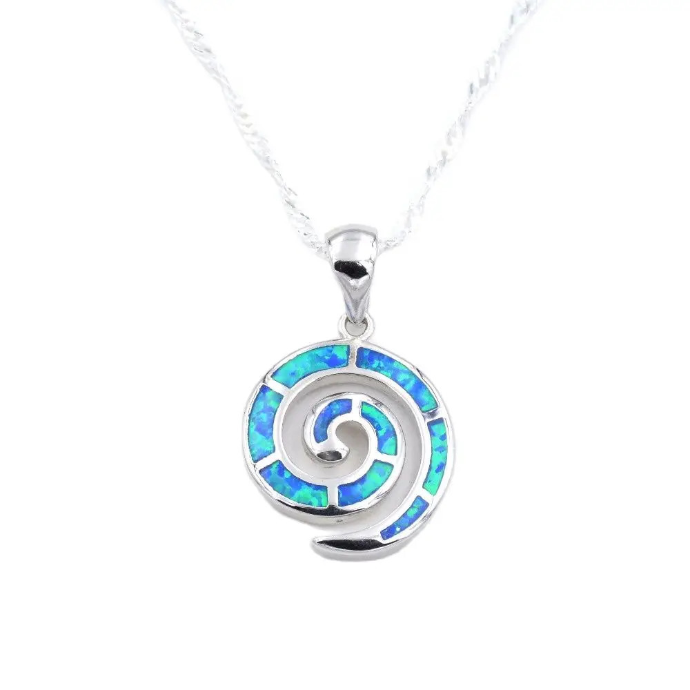 Summer Beach Jewelry Set Blue Opal Swirl Pendant Necklace and Earrings 240627