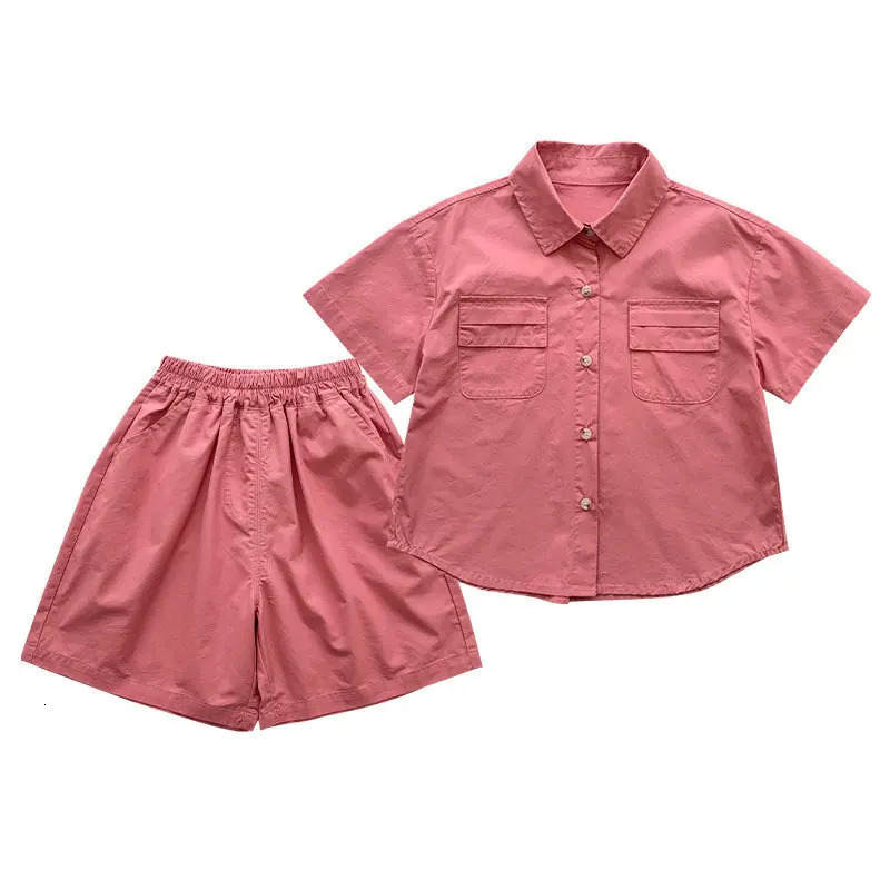 Summer Boys Clothing Sets Double Pocket Polo Neck Shirt Baby Shorts 2Pcs Casual Fashion Childrens Clothes Suits 27Y 240618