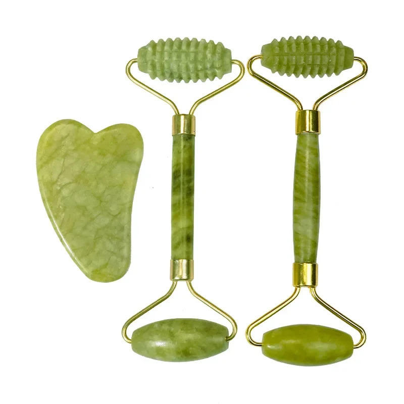 Natural Jade Roller Massager for Face Roller liftting Anti- Gua Sha Jade Stone Face Massager Beauty Skin Care Tool 240626