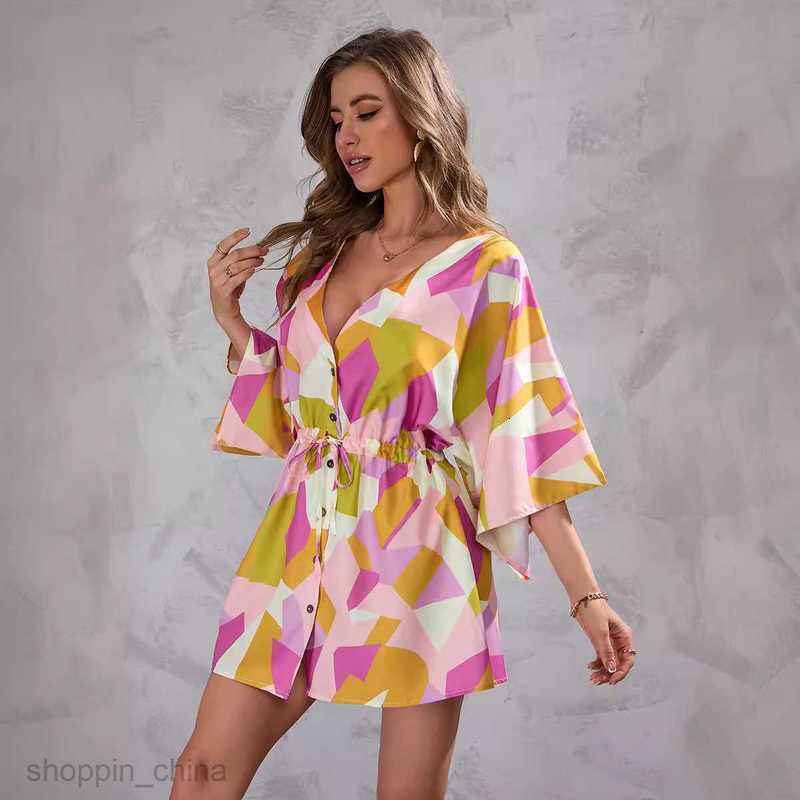 Basic Casual Dresses Women Dress Women's summer printed loose 5/4 sleeve dress