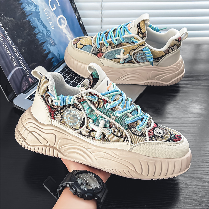 Men's shoes spring casual hundred niche teenage sports board shoes thick bottom inner height bread tide shoes 232