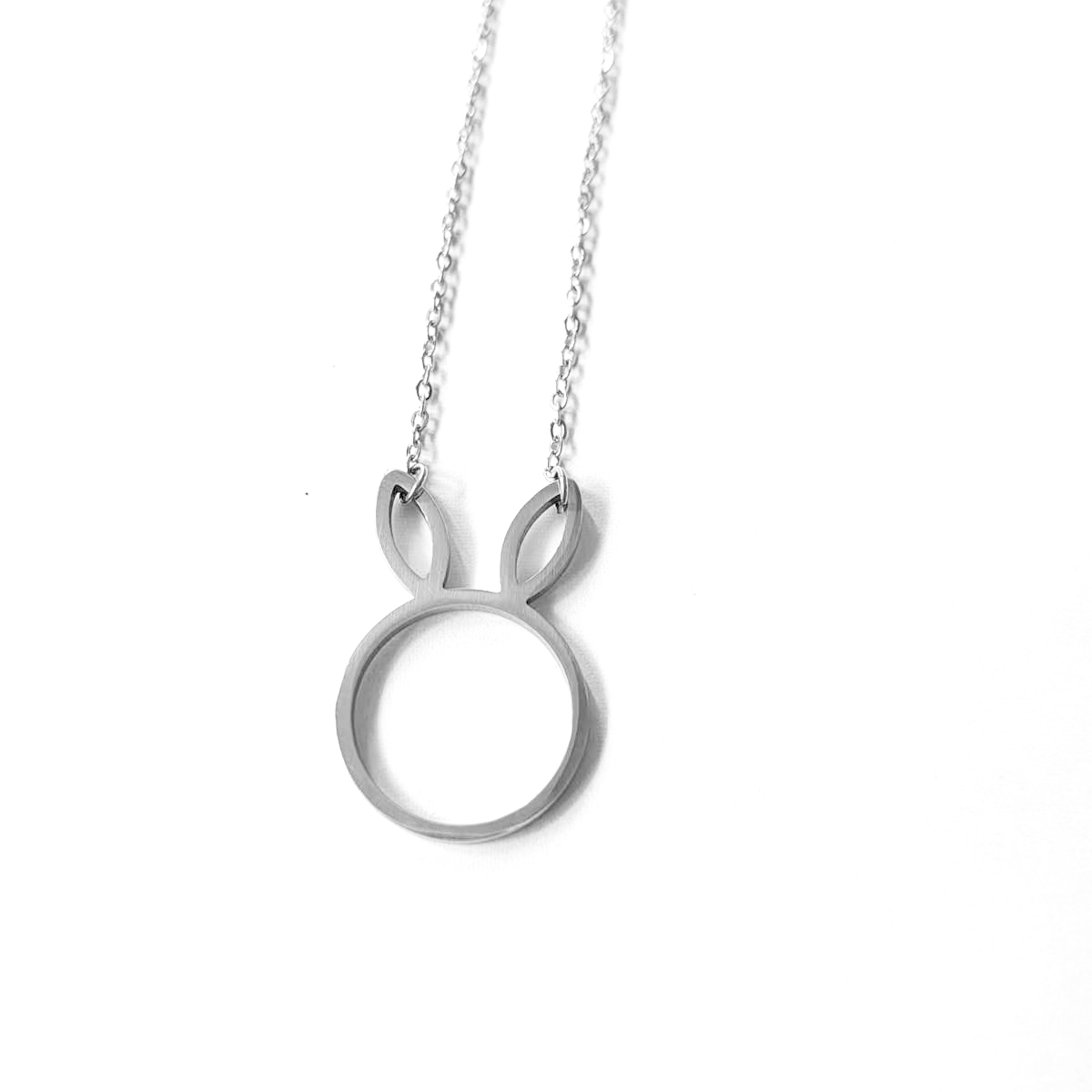 Stainless Steel Cute Bunny Rabbit Ear Head Shape Necklace Pet Baby Hare Cartoon Animal Outline Cat Pendant Collar for Women Girl