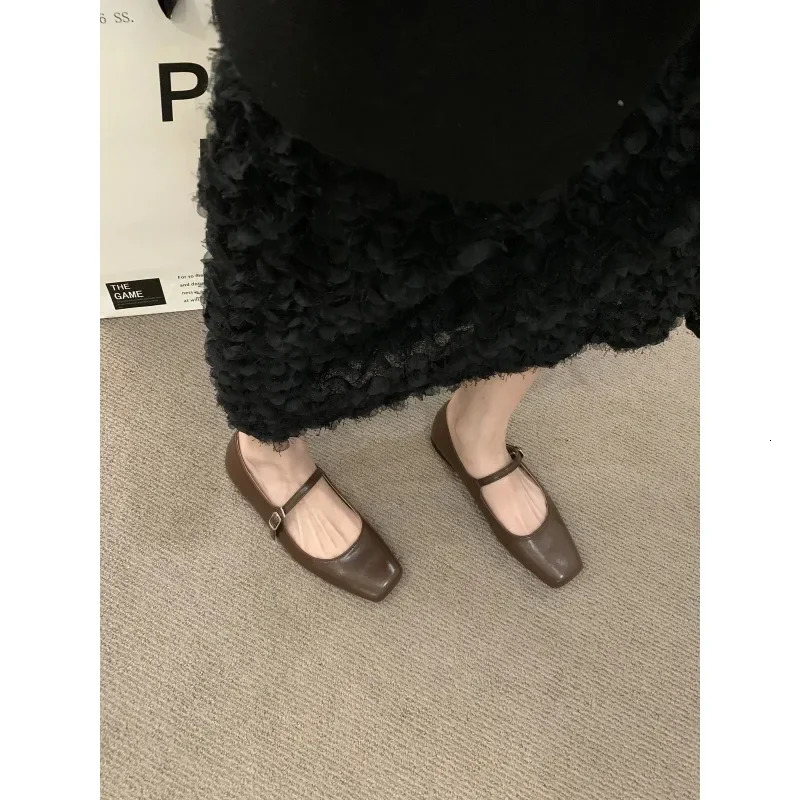 Summer Women Flats Fashion Square Toe Shallow Mary Jane Shoes Soft Casual Ballet Shoes Slingback Shoes Black 240627