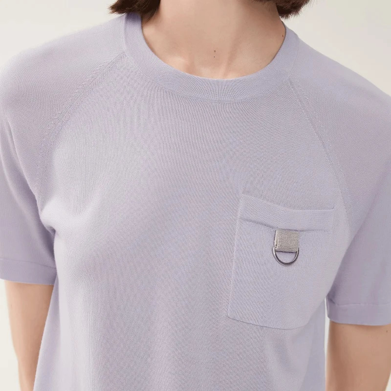 Bc120 Summer vintage Womens Clothing Knitted Tee Shirt for Women Ladies Silk Wool Tops Knitted Tshits Clothes 240618