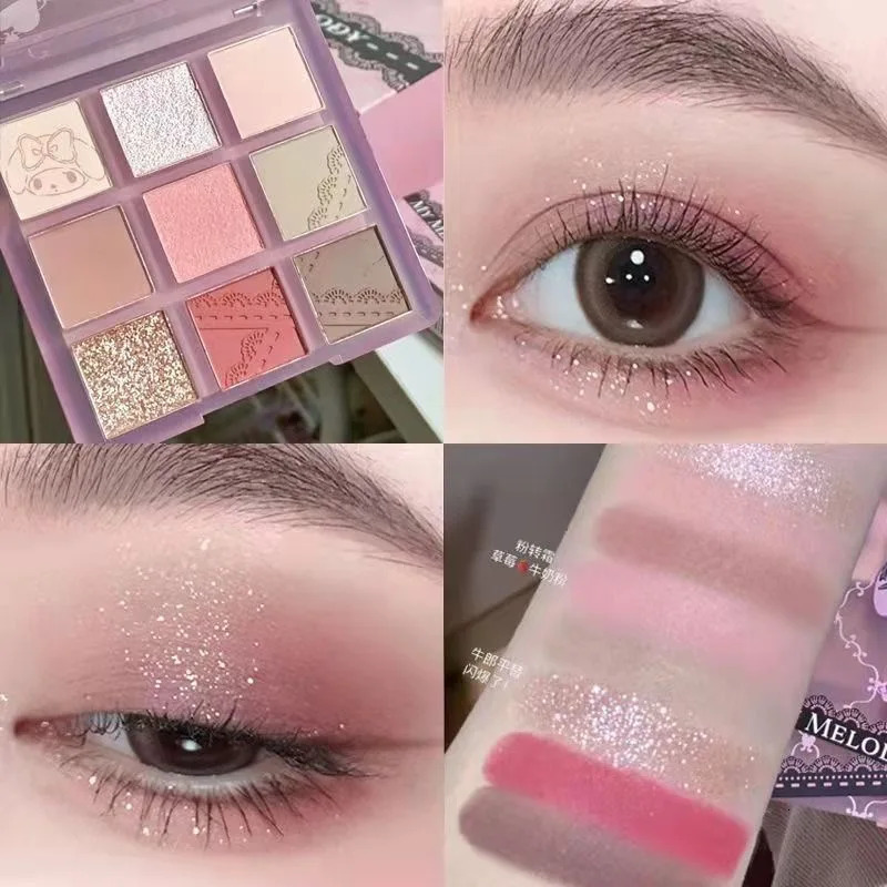 Pinkbear 9 Colour Matte Glitter Eyeshadow Palette With Soft Pure Contour Shades Waterproof Long Lasting Korean Eye Makeup 240624