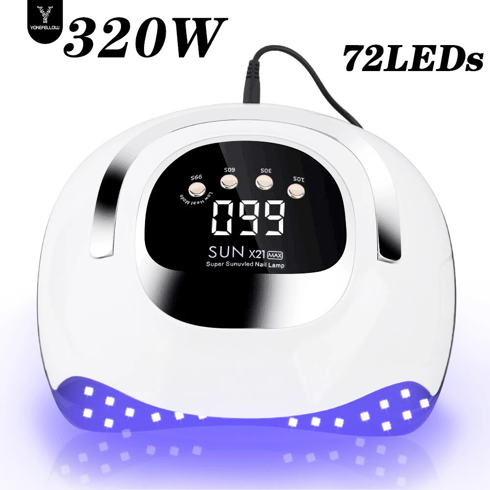 320W LED UV Light Dryer for Nails Gel Polish with 72 LEDs 4 Timer Setting LCD Display Screen Auto Sensor Professional Nail Light 240626