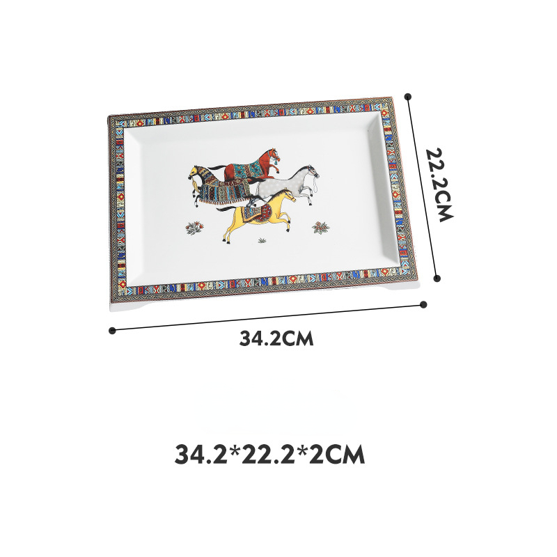 Square Plate European Creative Mosaic Edge Coffee Afternoon Tea Cutlery Tray Steak Western Dessert Ceramic Plate