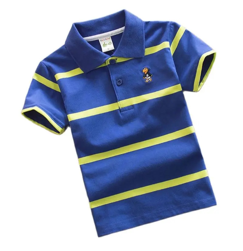 Baby Boy Polo Shirt 2-15 Years Teenagers Summer Kids Children Toddler Short Sleeve Shirts Tops Stripes Fashion Cotton Clothing 240626