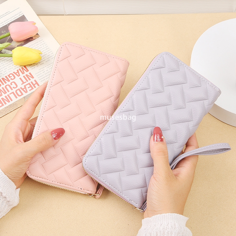 Korean women's high-end feeling new classic and practical large capacity wallet long lightweight multi card single zipper high-end hand-held bag 