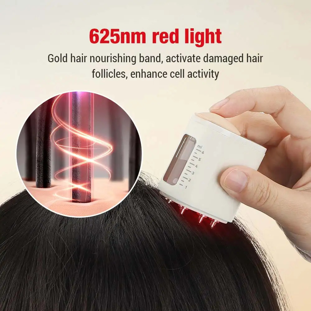 Microcurrent Head Massage Comb EMS Vibration Massage Mini Scalp Medicine Liquid Oil Applicator for Anti Hair Loss 240626