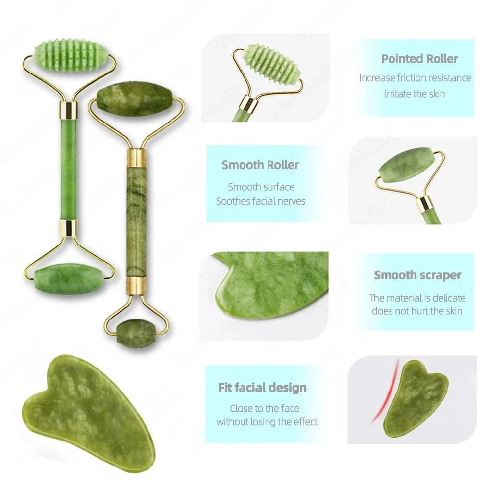 Gua Sha Face Massager Roller Jade Store Scraper Roller Massage for Gouache Lift Body Slimming Guasha Neck Skin Care Tools 240626