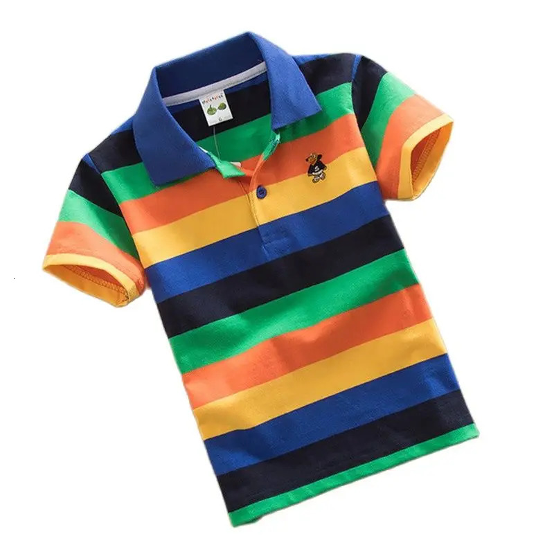 Baby Boy Polo Shirt 2-15 Years Teenagers Summer Kids Children Toddler Short Sleeve Shirts Tops Stripes Fashion Cotton Clothing 240626