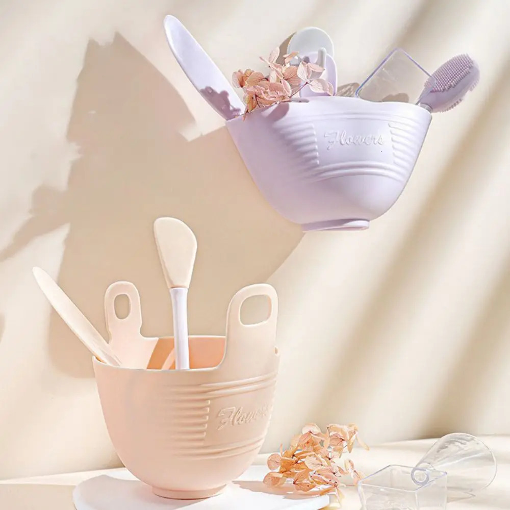 4pcs Face Mask Mixing Bowl Set Includes Silicone Mask BowlMask SpatulaMeasuring ScoopDouble Head Face BrushTool Kit For Mask 240626