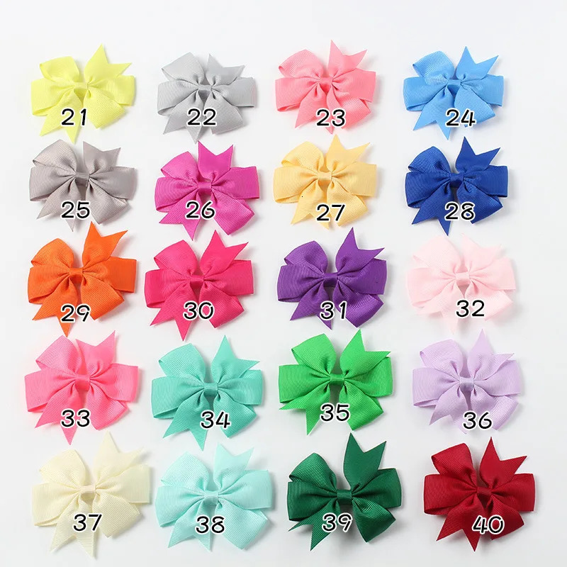 20pcslot Baby Girls Ribbon Bow Clips Hairpins Alligator Metal Hair Bows Clip Headwear Hairbows Accessories 240625