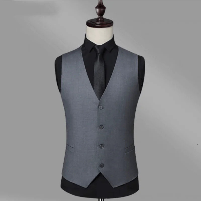 Fashion V-Neck Button Solid Color Business Vests Blazer Men Clothing Autumn Oversized Casual Tops Loose Korean Blazers 240615