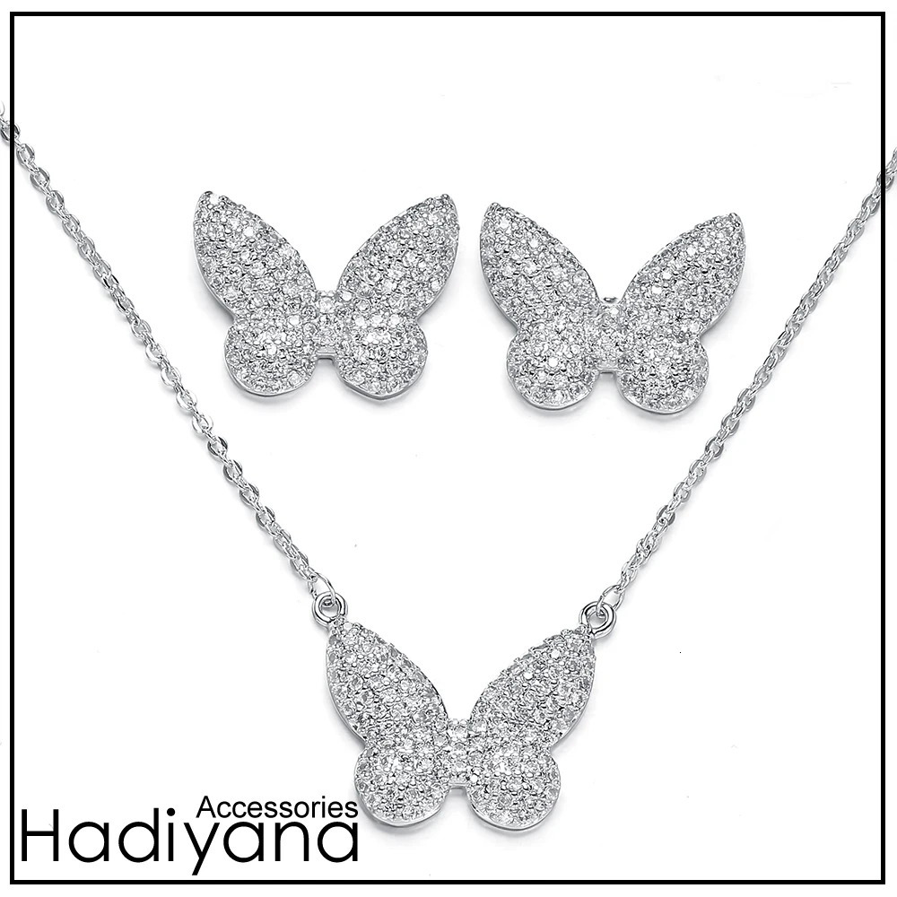 Hadiyana Elegant Butterfly Pendant Jewelry Set For Young Woman Gift sale Mexico Fashion Jewelry With Sparkling Zirconia CN294 240627