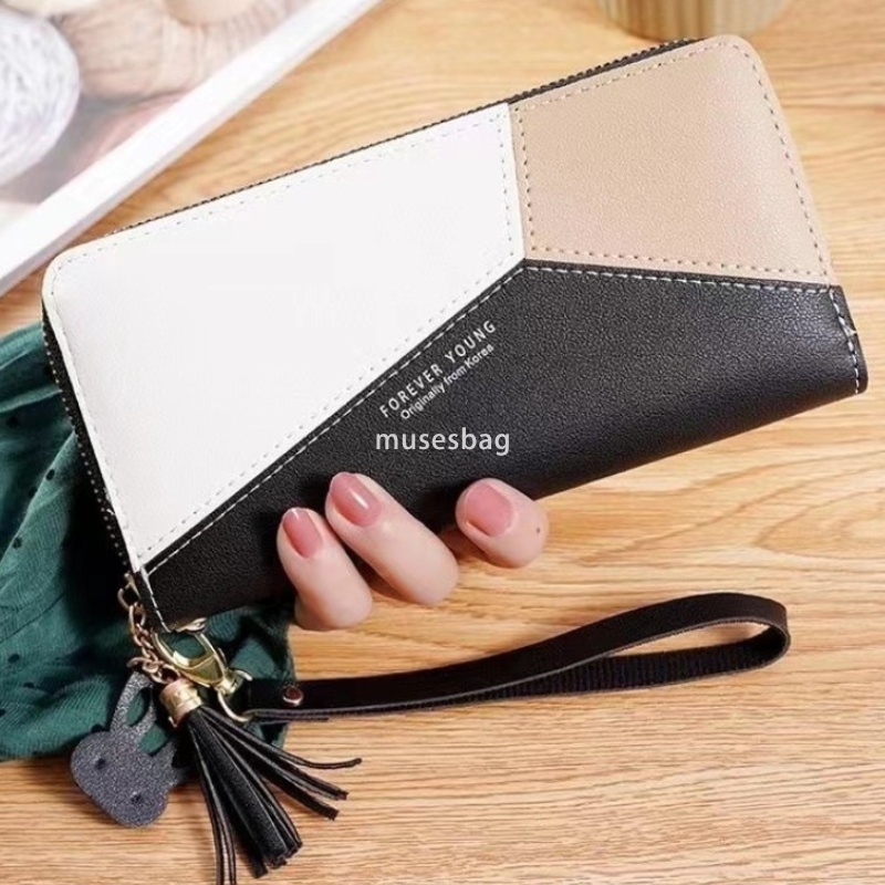 Designer Women's Fashionable and Fashionable New Handheld Bag Wallet Long Color Contrast Panel Zipper Tassel Practical Large Capacity Wallet Phon