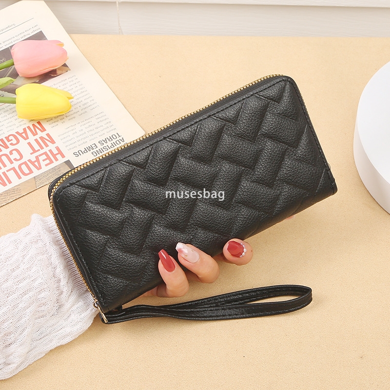 Korean women's high-end feeling new classic and practical large capacity wallet long lightweight multi card single zipper high-end hand-held bag 