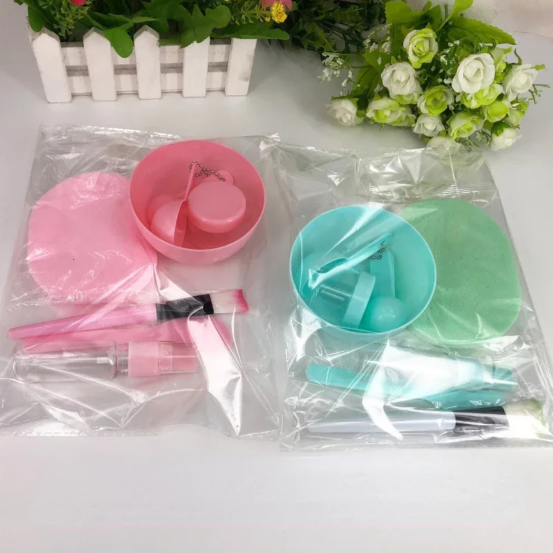 9/6/pcs Set Pink Mask Bowl Mask Full DIY Beauty Tools Mask Mixing Bowl Brush Spoon Stick Tool Face Care Kit 240626