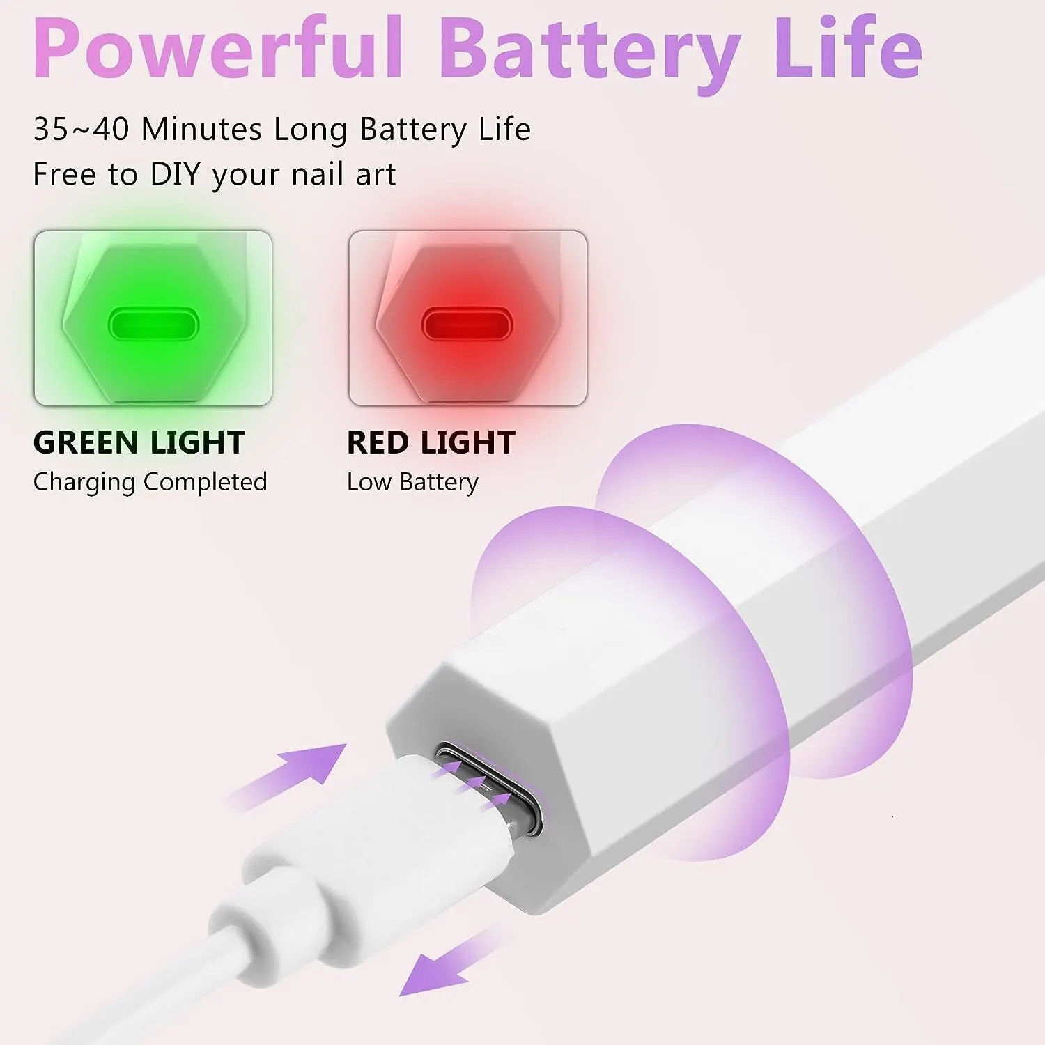 Portable Nail Dryer Lamp UV LED Nail Light For Curing All Gel Polish Rechargeable Quick Dry Manicure Machine Nail Art Tools 240626