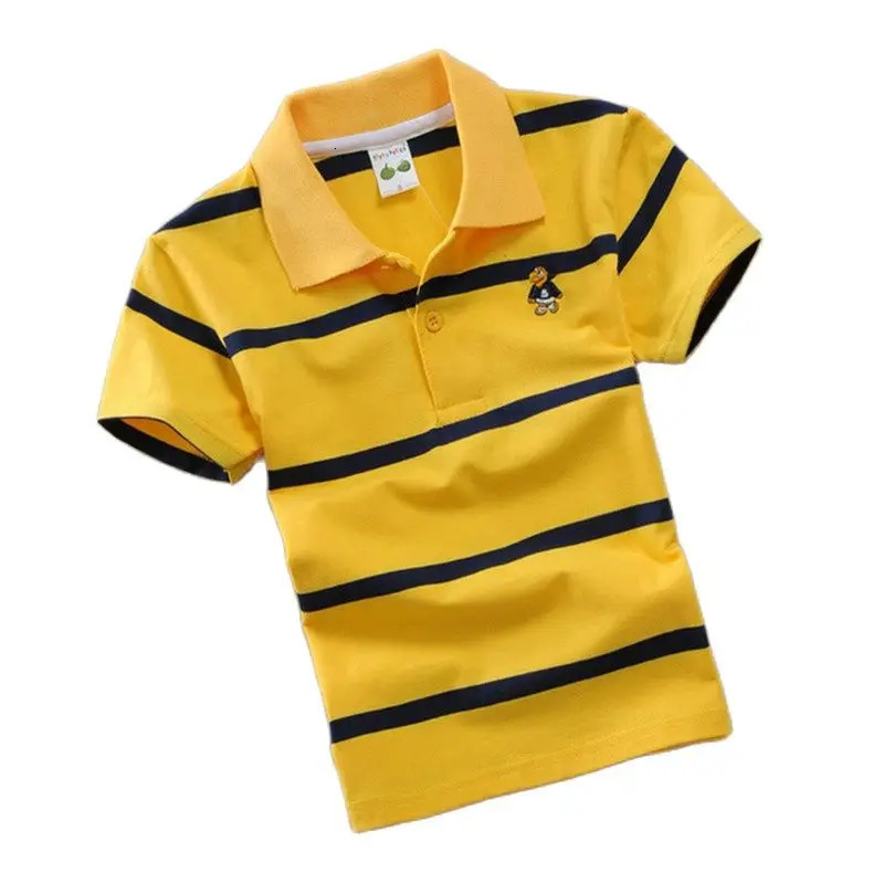 Baby Boy Polo Shirt 2-15 Years Teenagers Summer Kids Children Toddler Short Sleeve Shirts Tops Stripes Fashion Cotton Clothing 240626