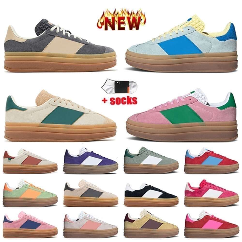 2024 New Platform Bold Sneakers Women Casual Designer Shoes Cream Collegiate Green Wild Pink Glow Gum Almost Blue Yellow White Black Grey Suede Upper Girls Train