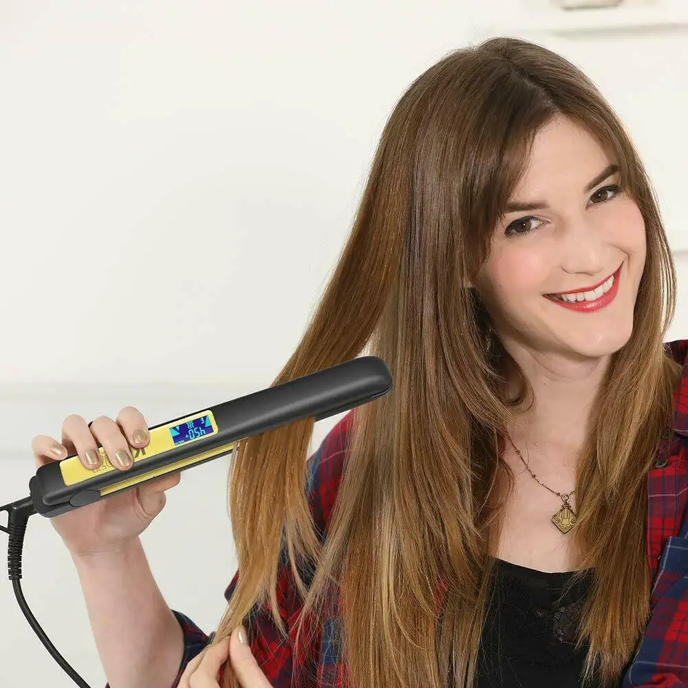 KIPOZI Hair Straightener Professional Flat Iron Digital LCD Display Flat Iron Comb Hair Curler Beauty Care Curling Iron 240626