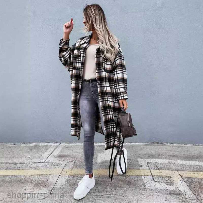 fashion Women Jackets Coats Fashionable New Extended Plaid Shirt Women's Coat