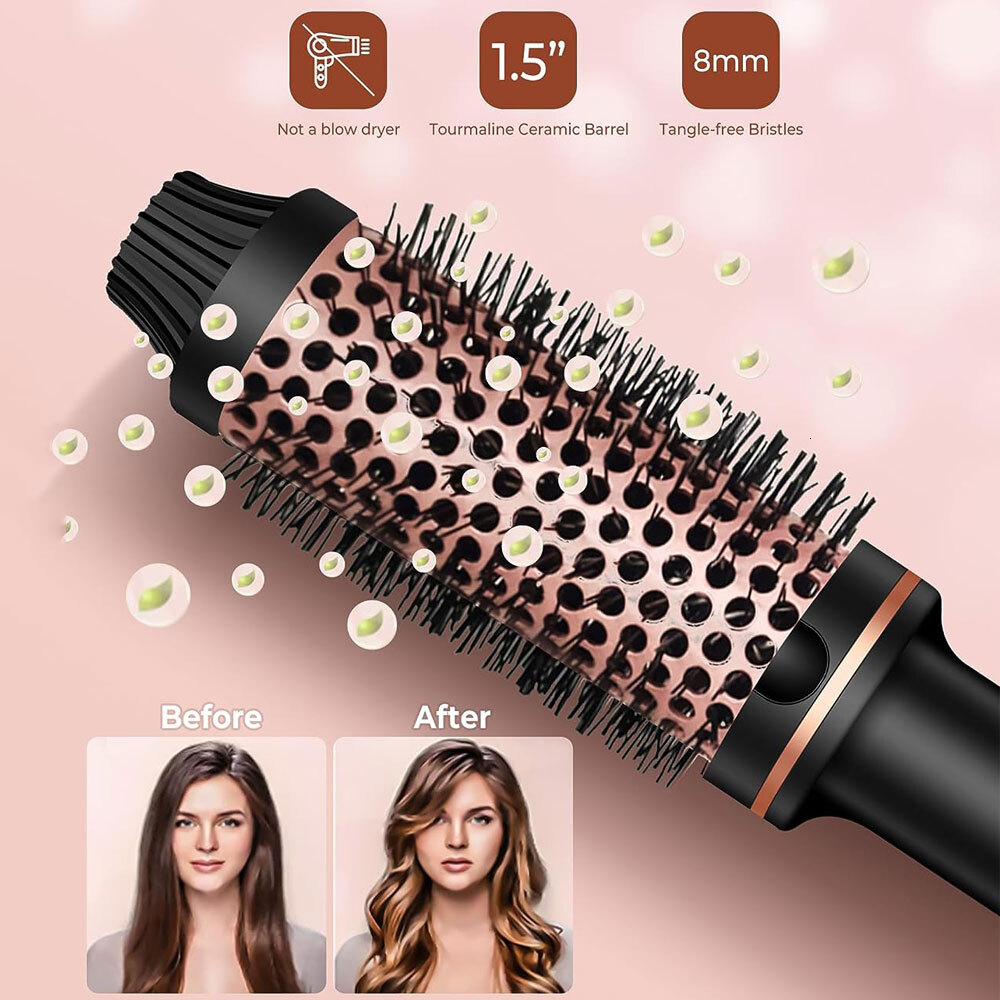 Thermal 1.5 Inch Heated Ceramic Curling Iron Volumizing Heating Round Brush Travel Hair Curler Comb F627-60