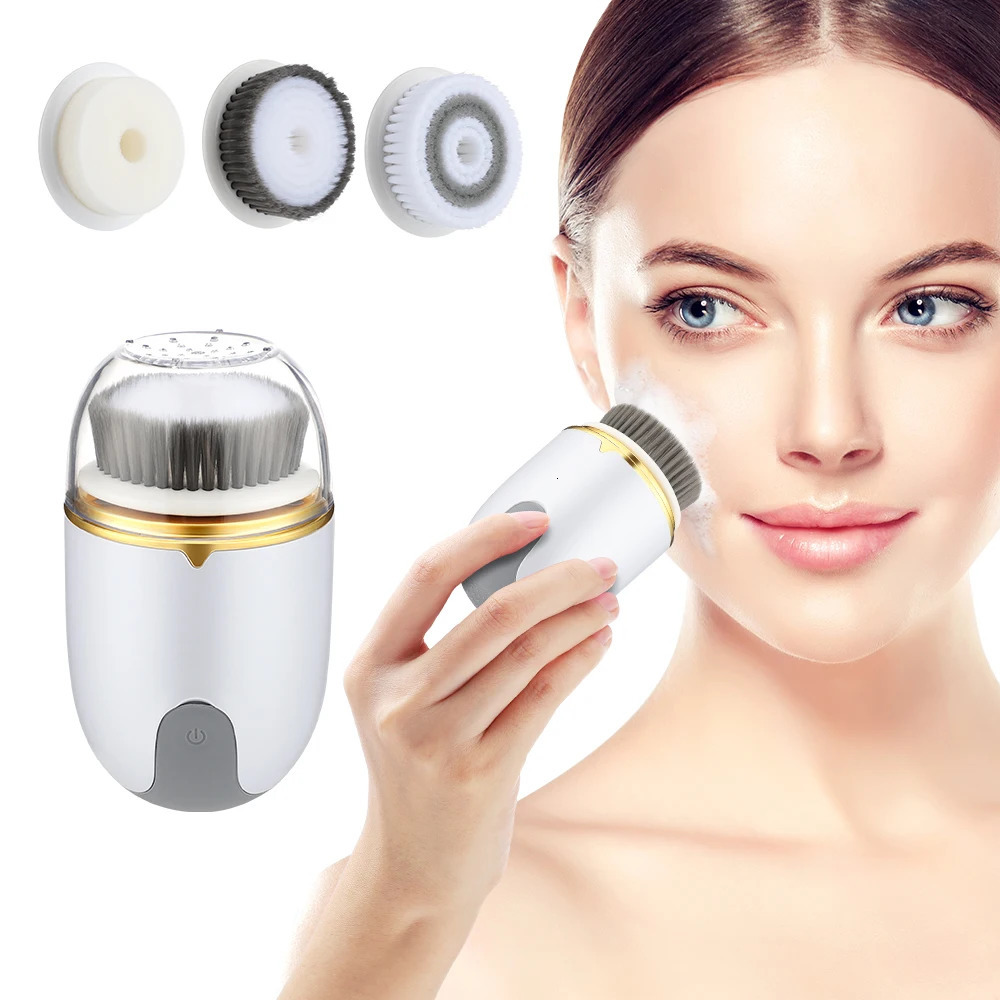Electric Ultrasonic Cleanser Brush 3 in 1 Cleansing Face Brush 360 Rotate Deep Cleaning Brush Skin Care Tools 240626