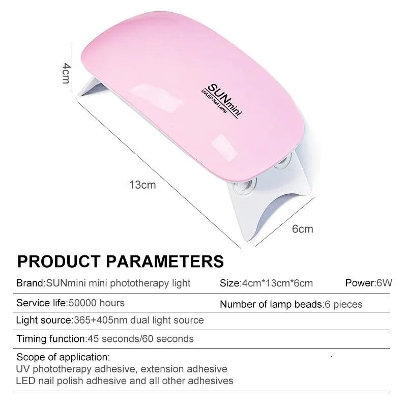 6W Mini Nail Dryer Machine Portable 6 LED UV Manicure Lamp Home Use Nail Lamp For Drying Polish Varnish With USB Cable 240626