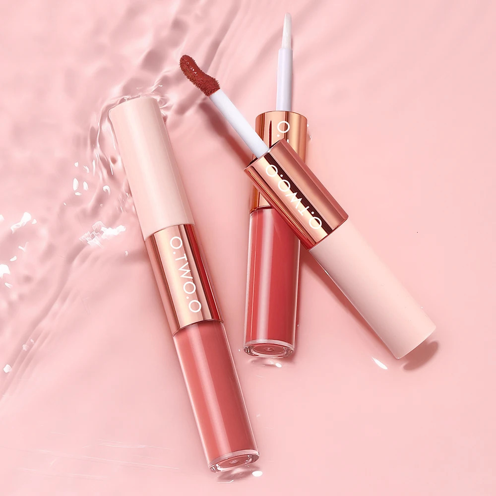 Matte Lipstick Double Head Lip Coat 24HR Non-stick Cup Lip Gloss Tint Plumper Long Lasting Waterproof Lipstick Makeup 240713